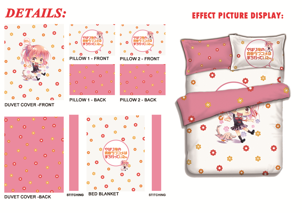 Yui Yuigahama - My Teen Romantic Comedy Japanese Anime Bed Blanket Duvet Cover with Pillow Covers